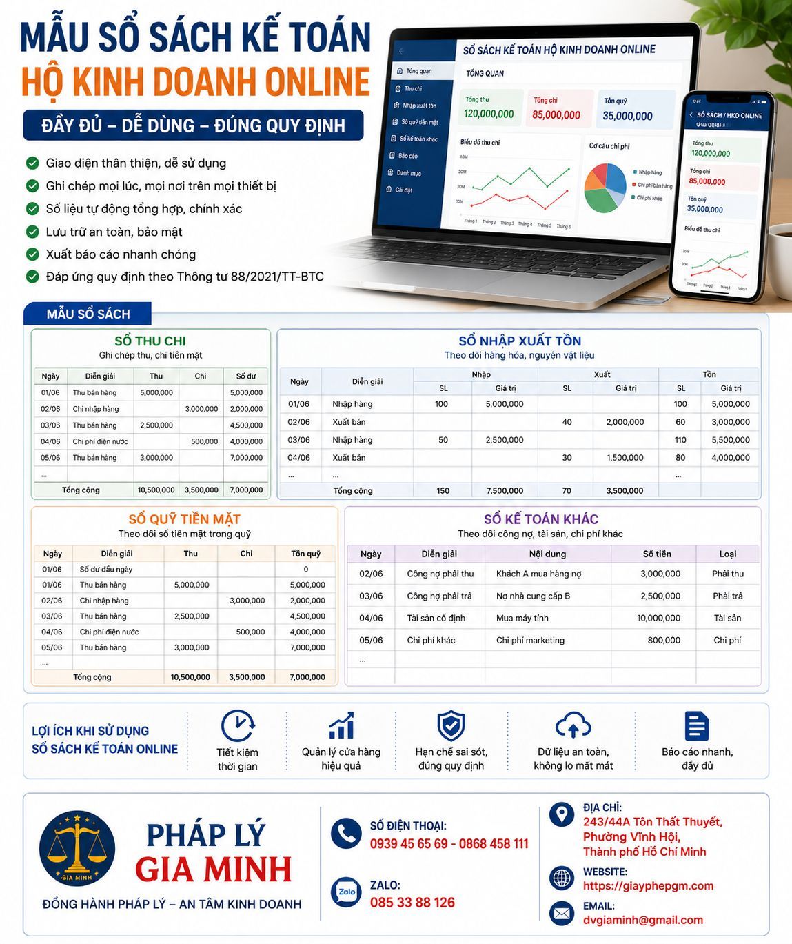Mẫu sổ sách kế toán hộ kinh doanh online
