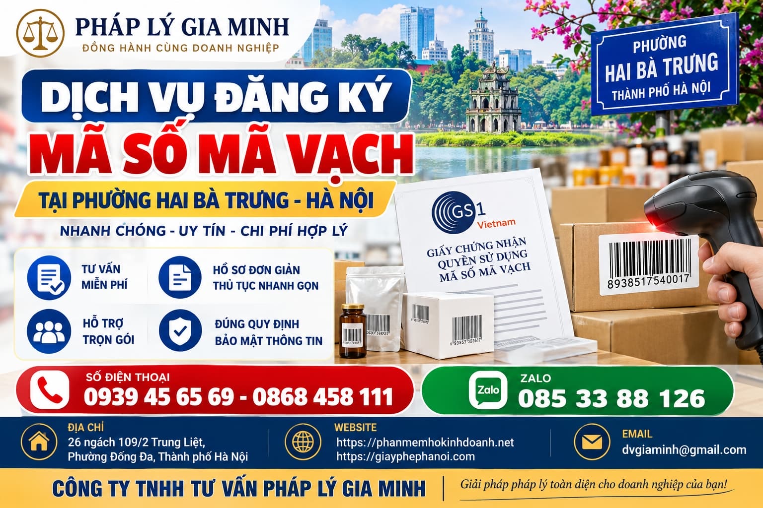 Dịch vụ đăng ký mã số mã vạch tại phường Hai Bà Trưng Hà Nội