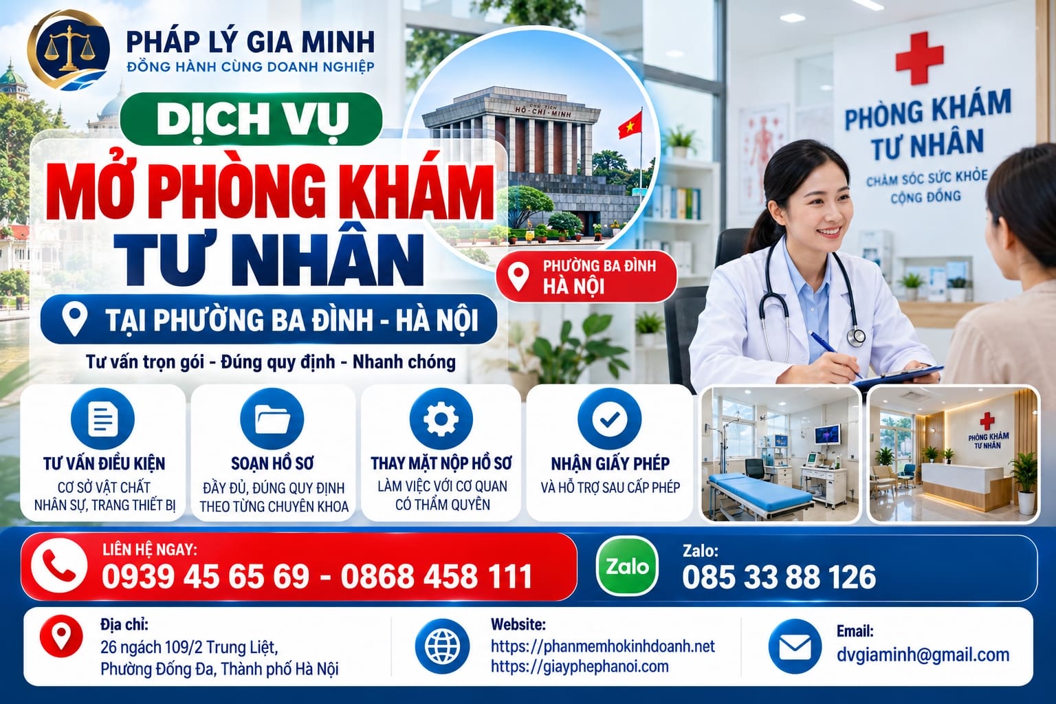 Dịch vụ mở phòng khám tư nhân tại phường Ba Đình Hà Nội